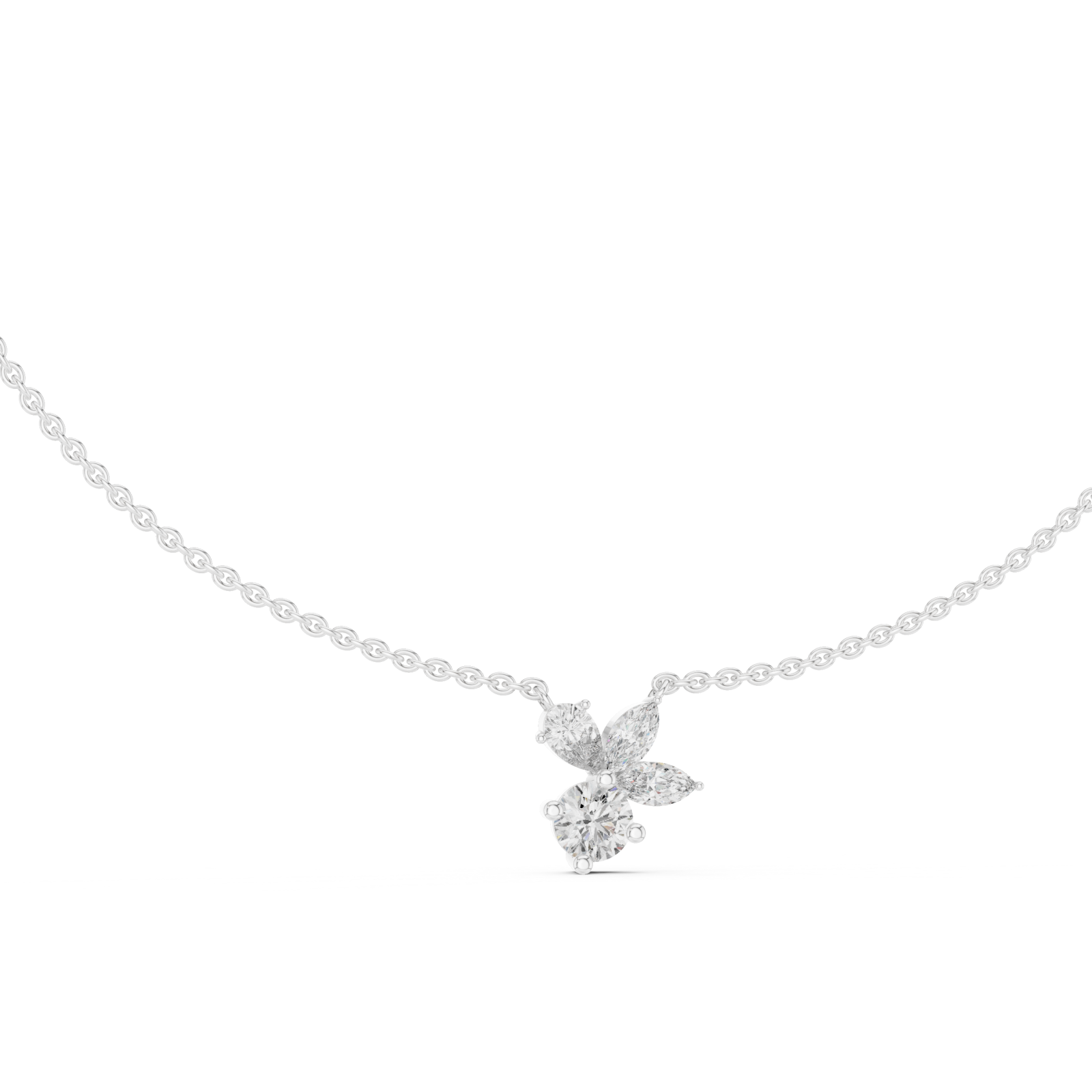  White Gold Radiant Petal Embrace Necklace Left View