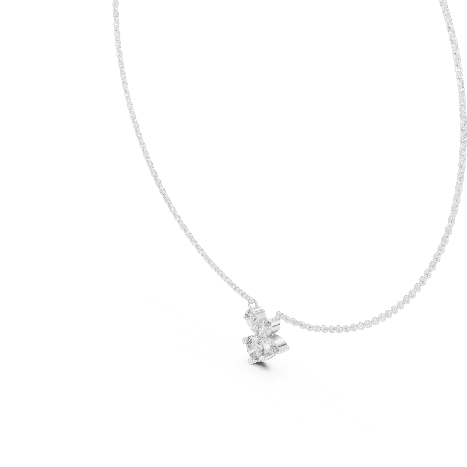  White Gold Radiant Petal Embrace Necklace Right View