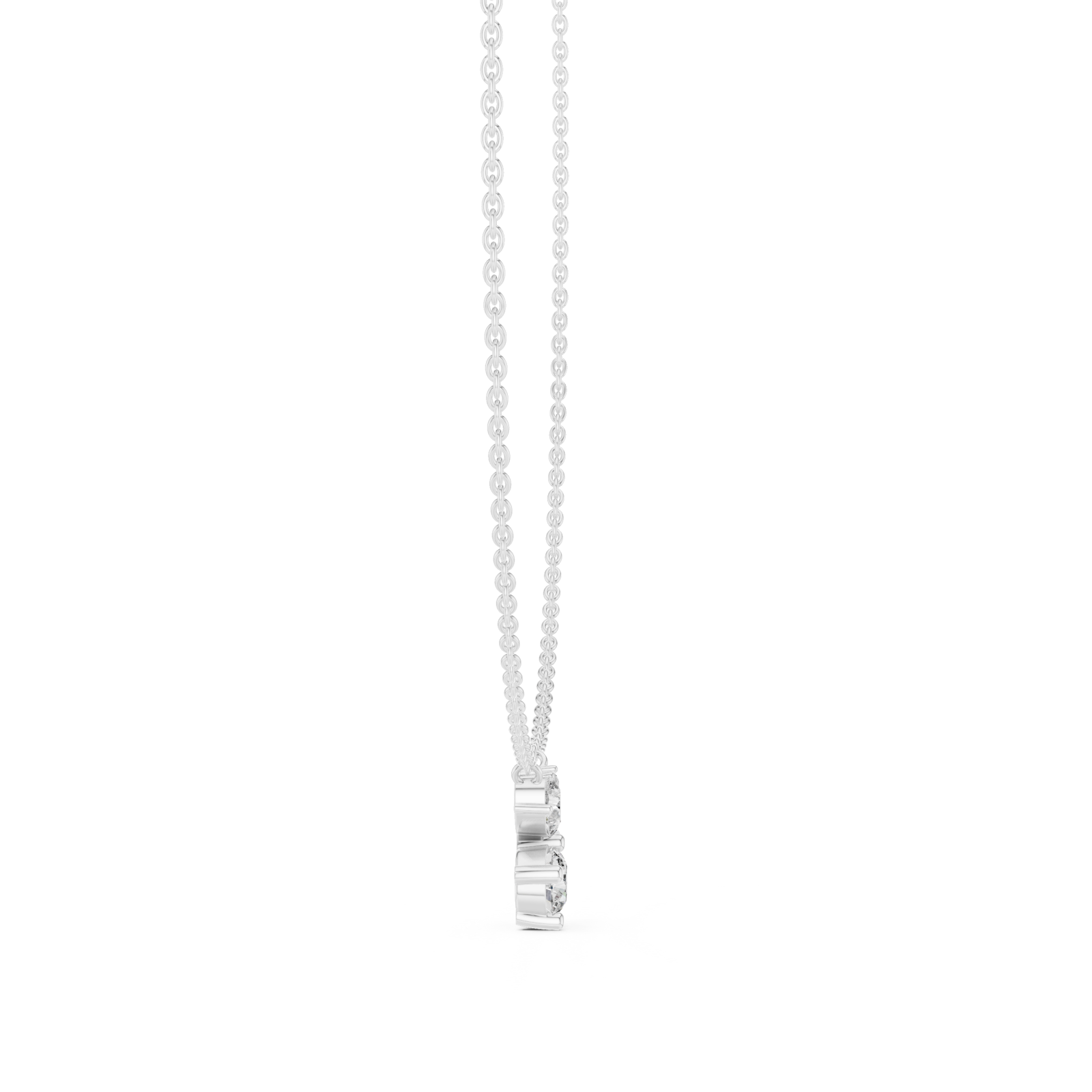  White Gold Radiant Petal Embrace Necklace Side View