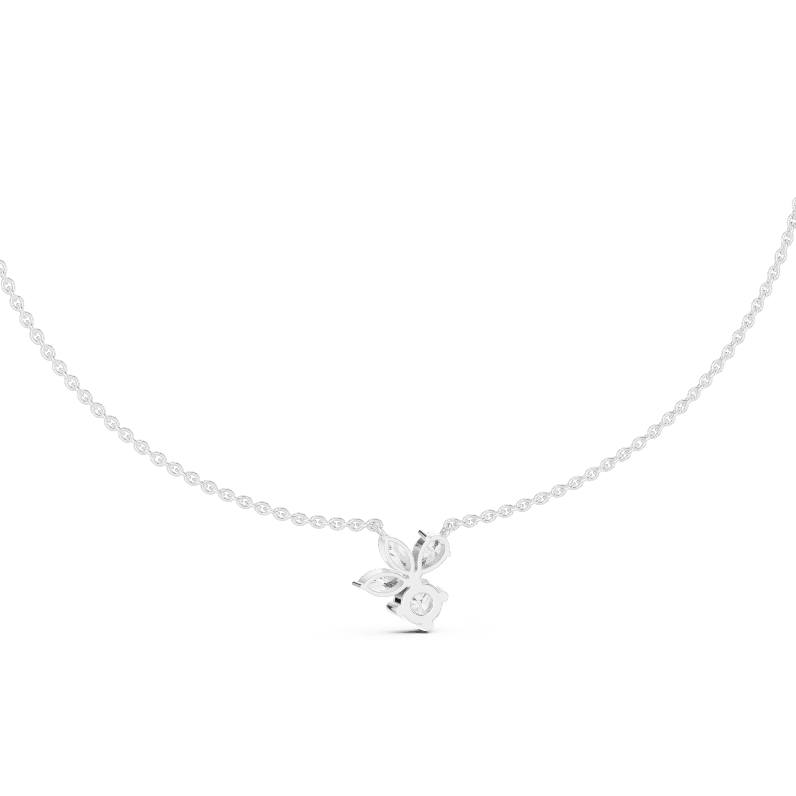  White Gold Radiant Petal Embrace Necklace Front View
