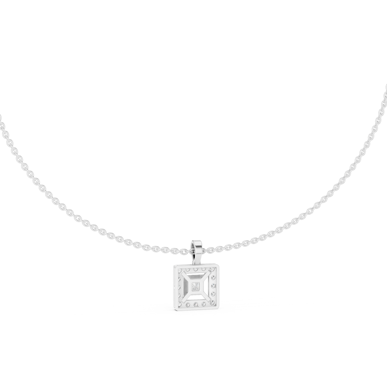  White Gold Majestic Harmony Chain Necklace Front View