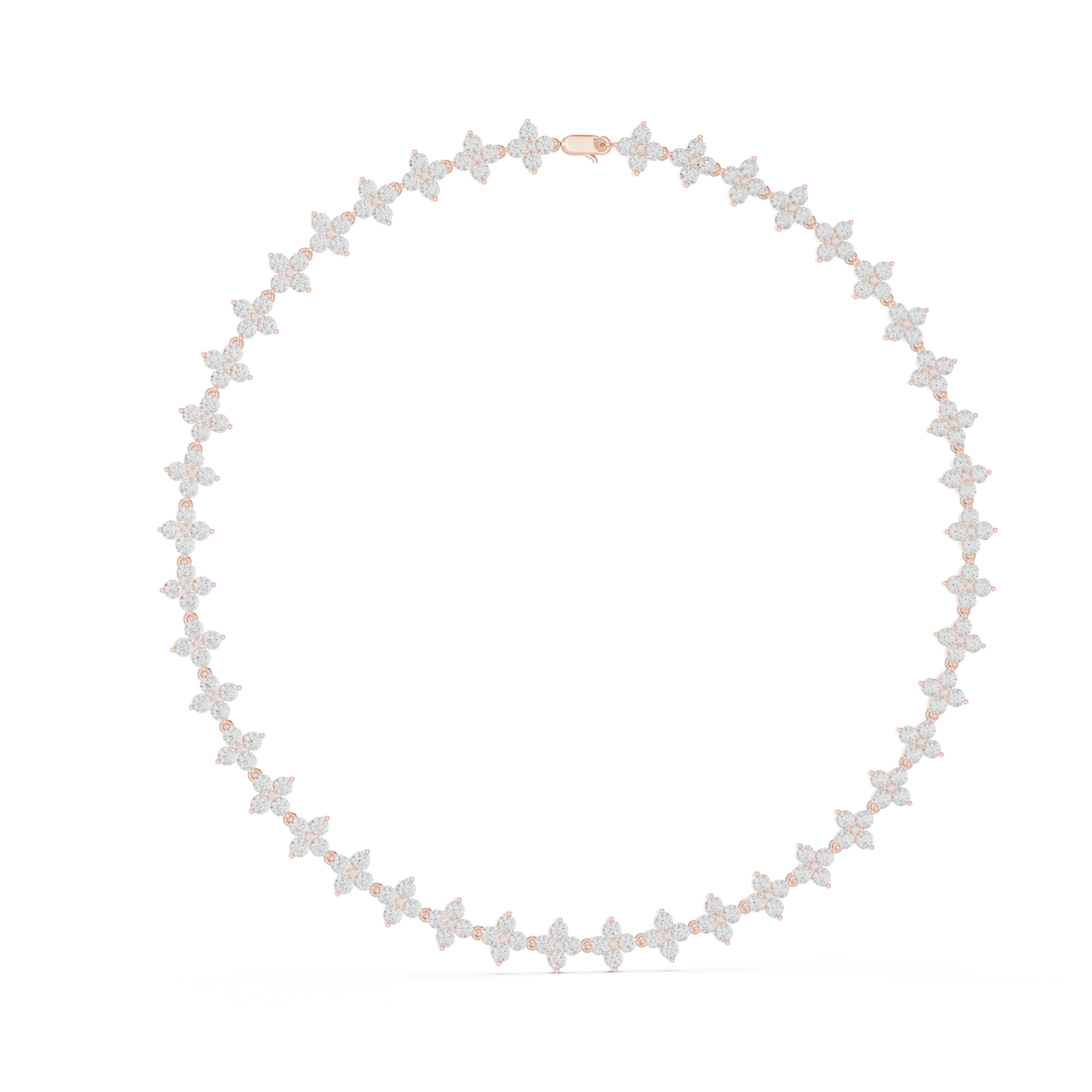  Rose Gold Floral Gleam Chain Necklace Left View