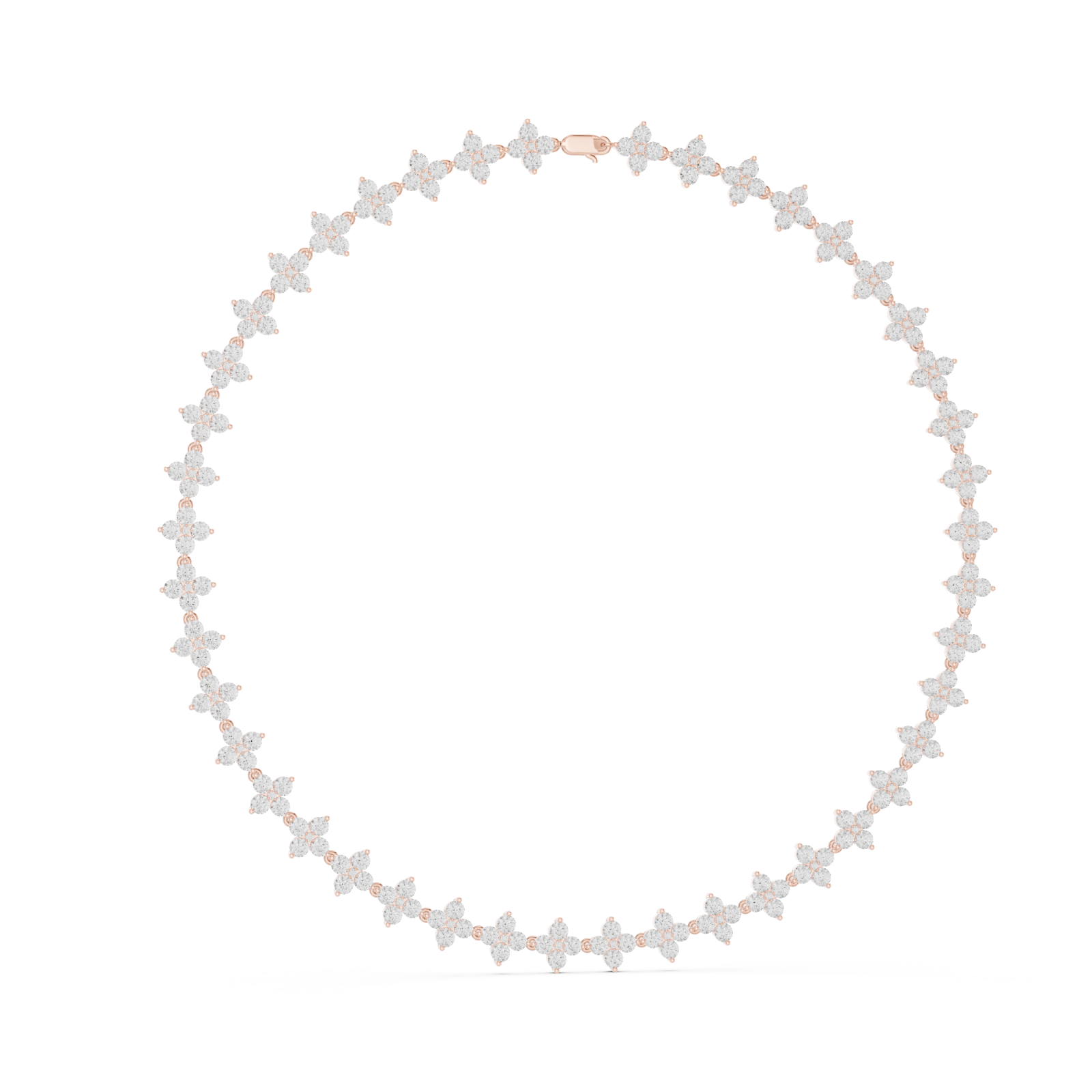  Rose Gold Floral Gleam Chain Necklace Left View