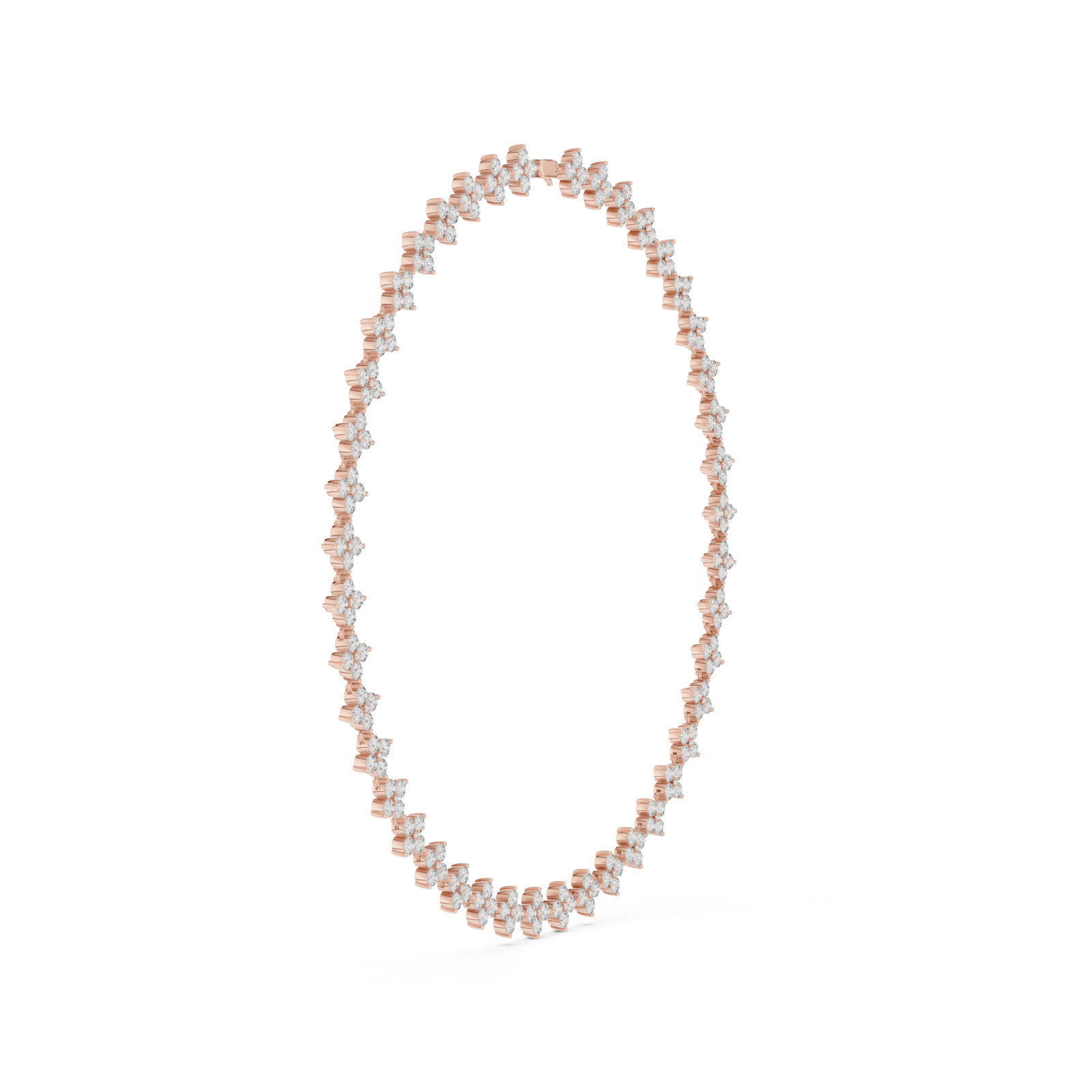  Rose Gold Floral Gleam Chain Necklace Side View