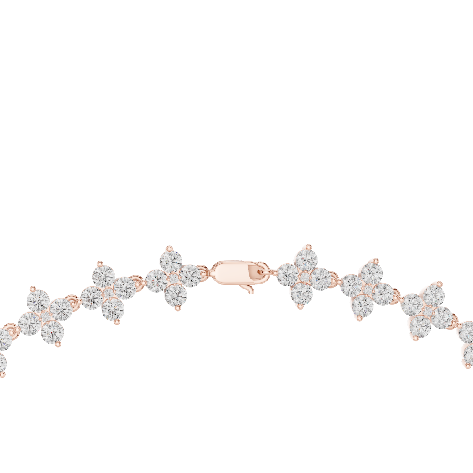  Rose Gold Floral Gleam Chain Necklace Front View