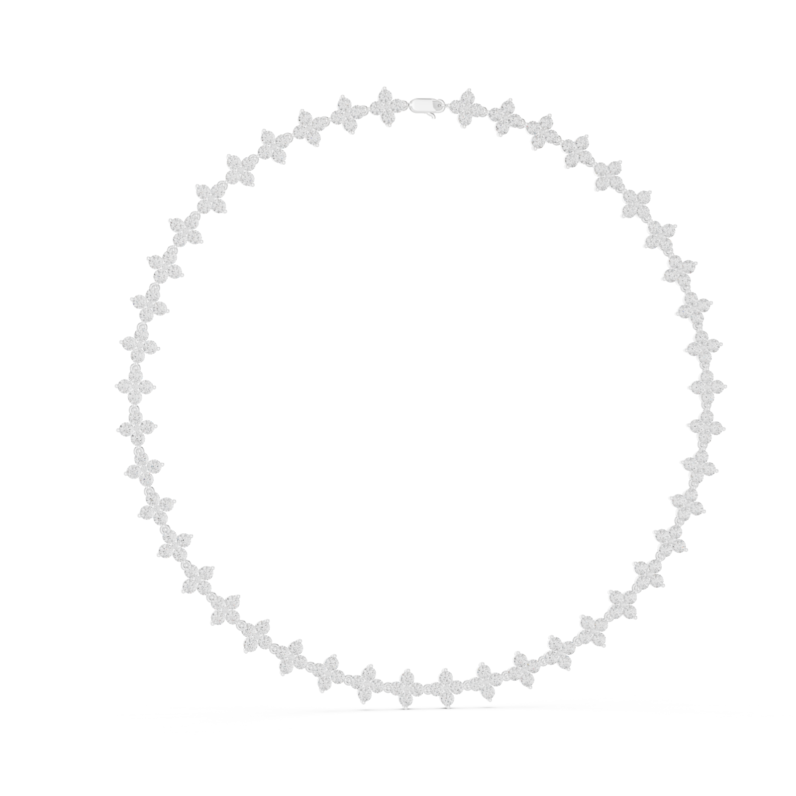  White Gold Floral Gleam Chain Necklace Left View