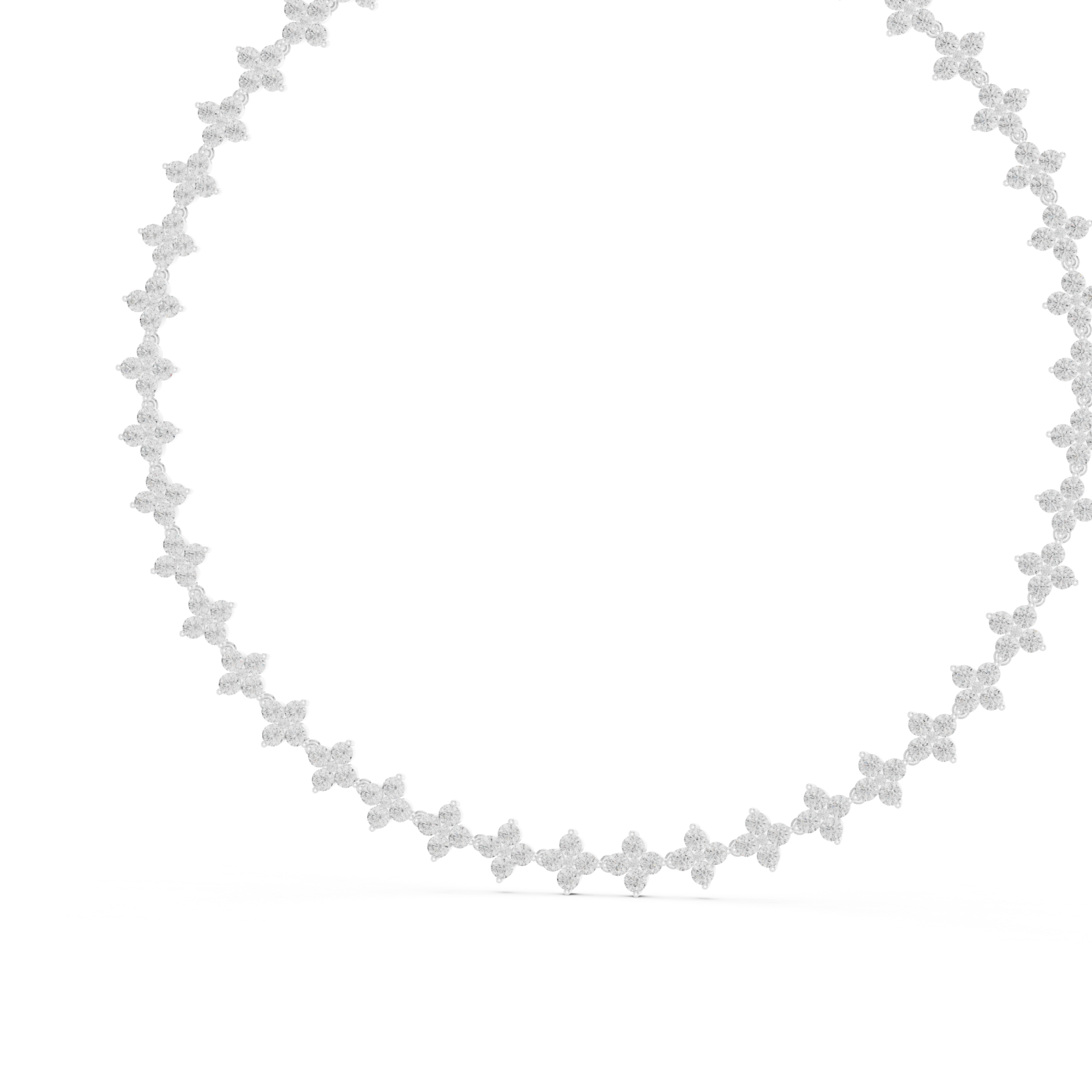  White Gold Floral Gleam Chain Necklace Right View