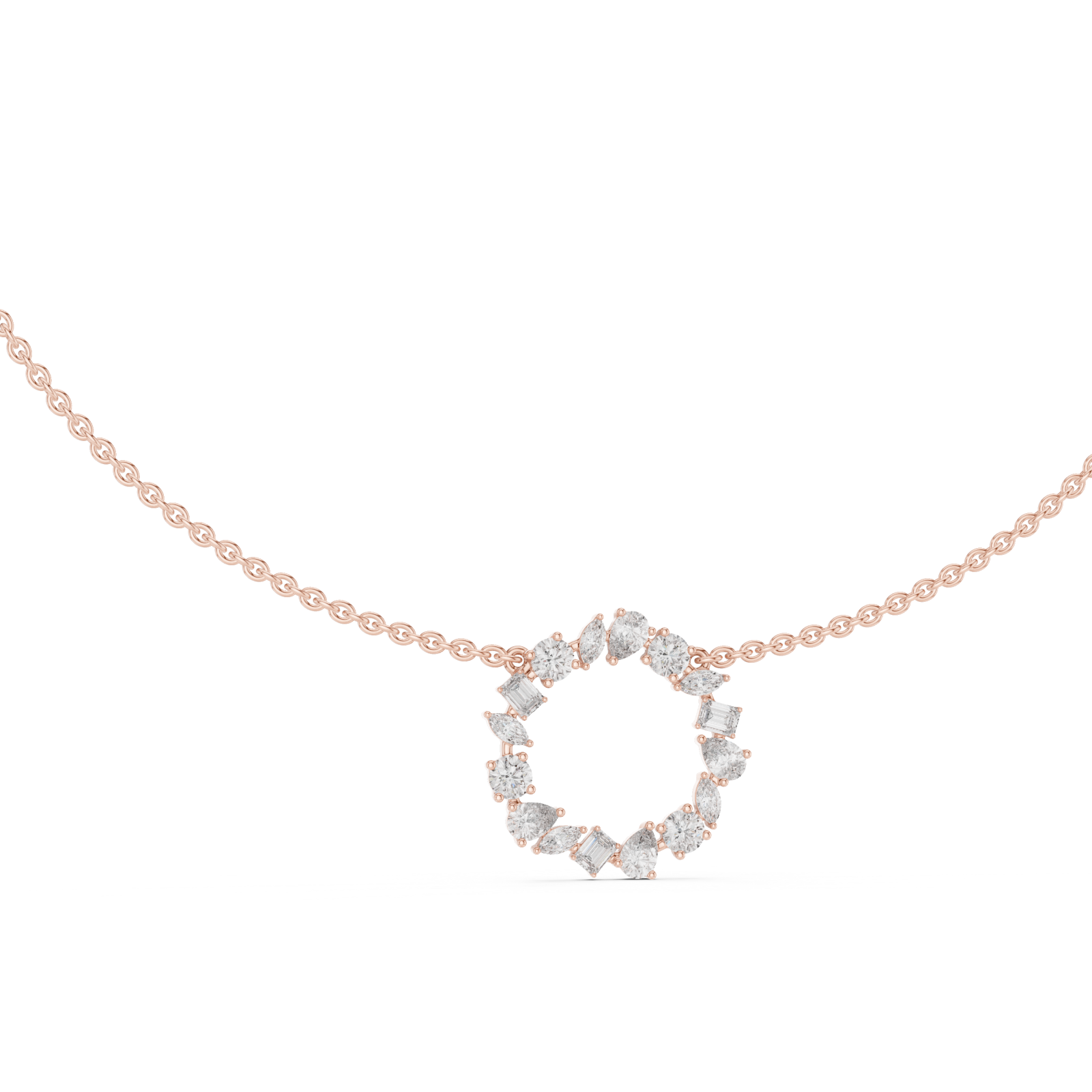  Rose Gold Celestial Wreath Pendant Necklace Left View
