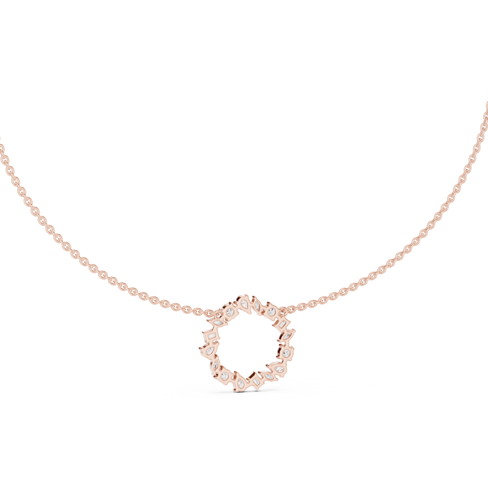  Rose Gold Celestial Wreath Pendant Necklace Front View