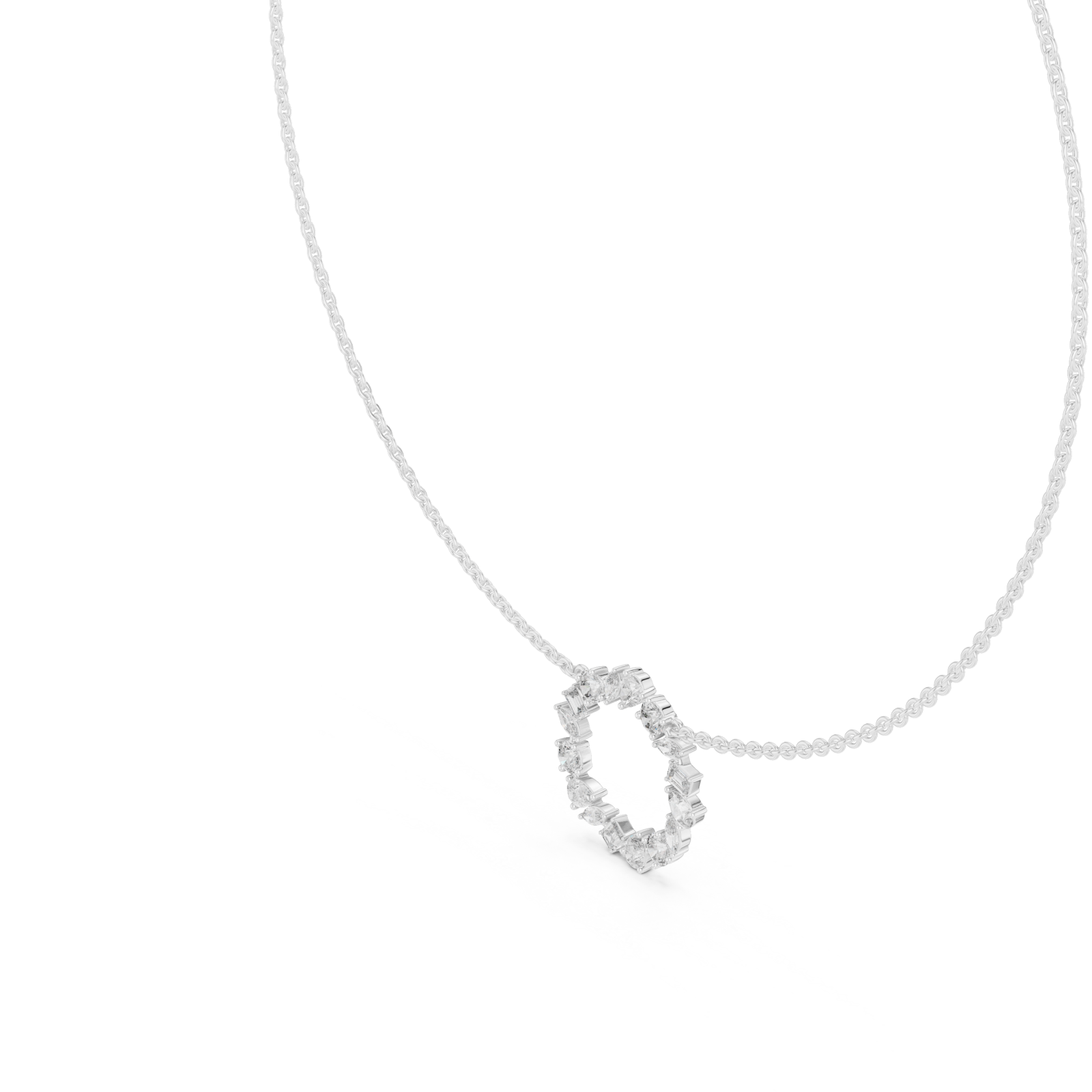  White Gold Celestial Wreath Pendant Necklace Right View