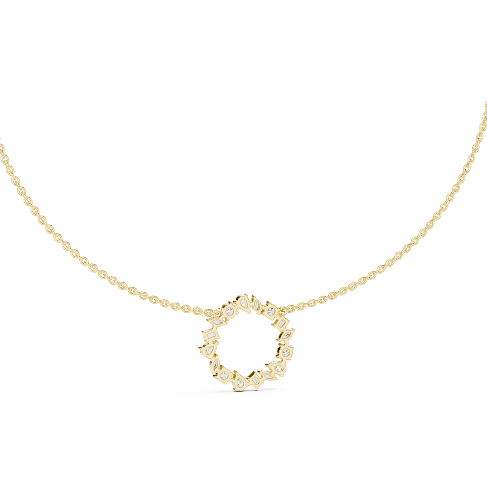  Gold Celestial Wreath Pendant Necklace Front View