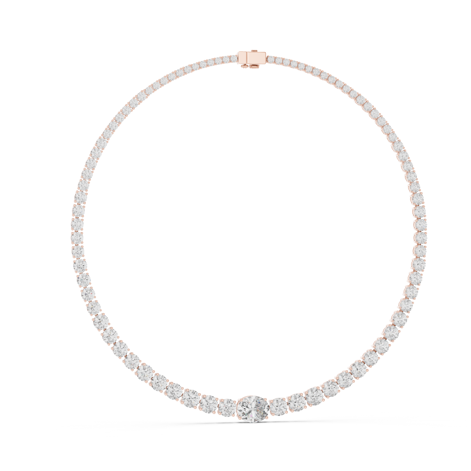  Rose Gold Sparkling Horizon Curve Necklace Left View
