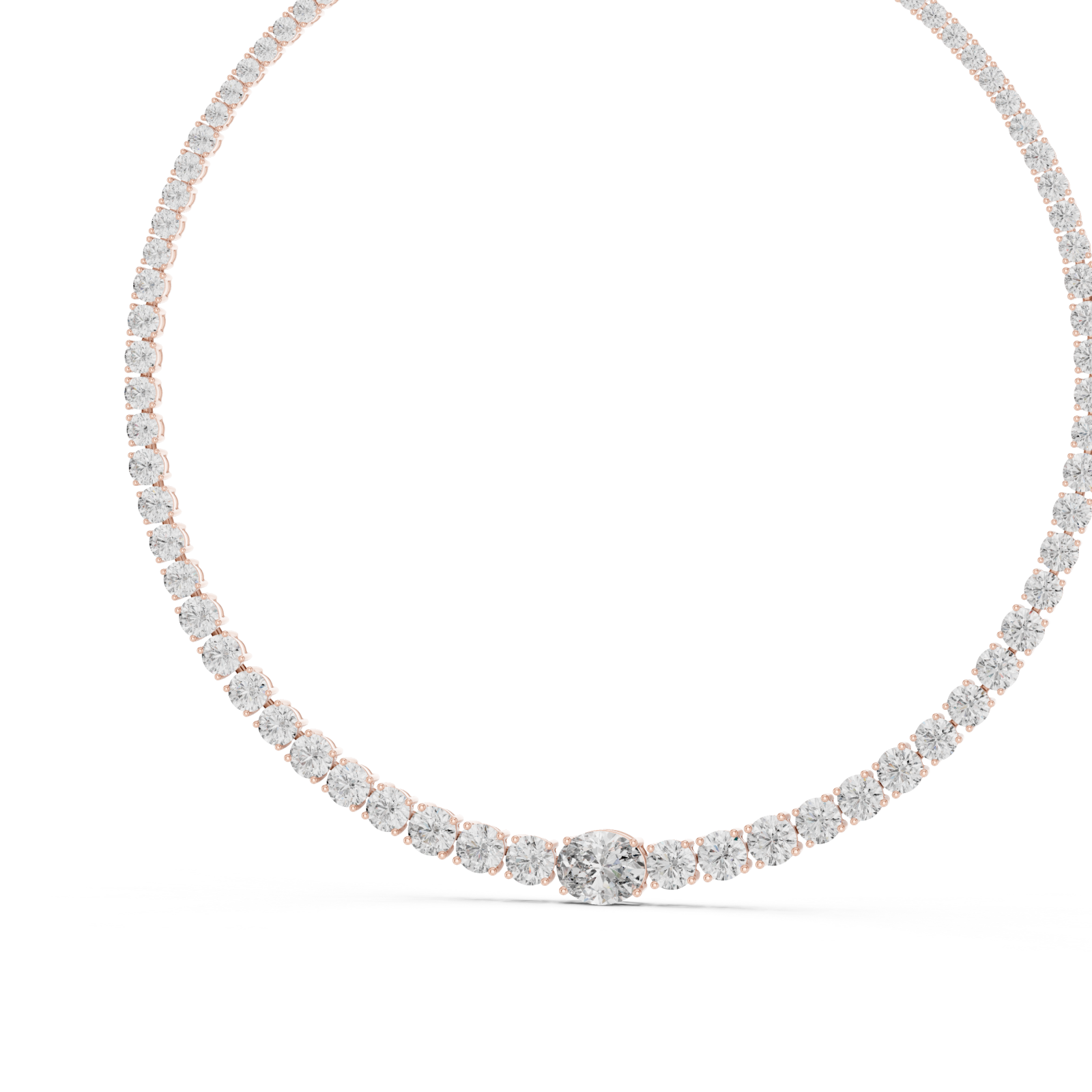  Rose Gold Sparkling Horizon Curve Necklace Right View