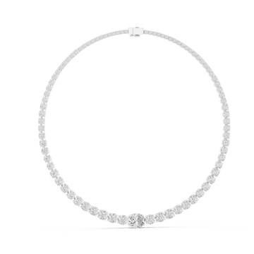  White Gold Sparkling Horizon Curve Necklace Left View