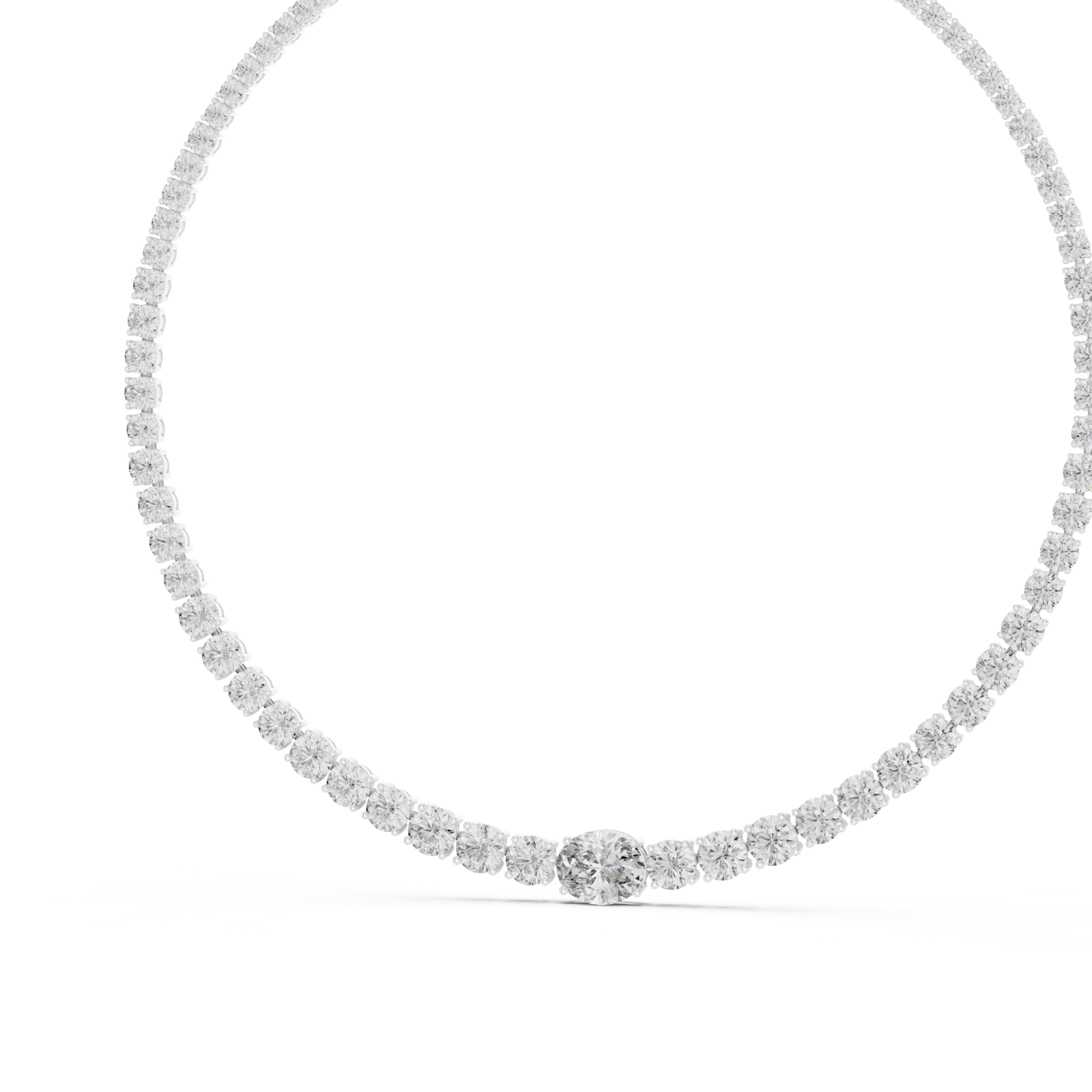  White Gold Sparkling Horizon Curve Necklace Right View