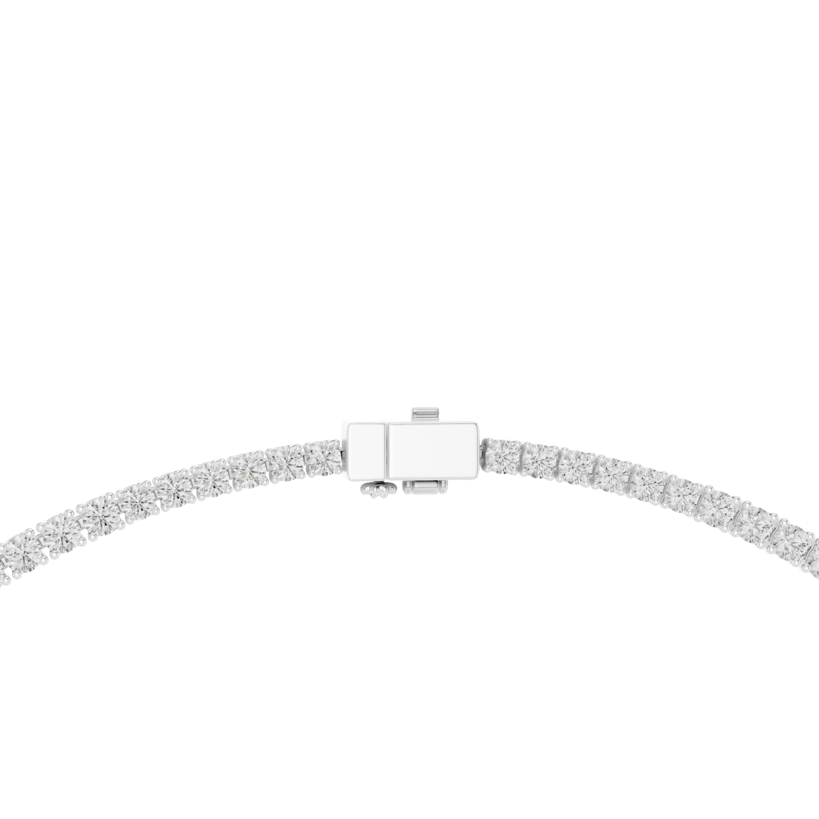  White Gold Sparkling Horizon Curve Necklace Front View