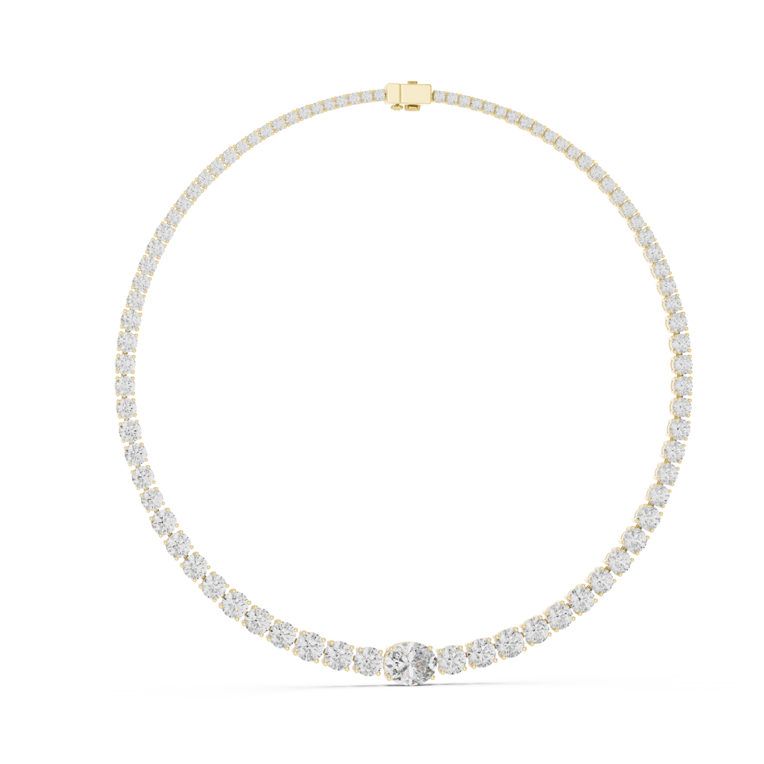  Gold Sparkling Horizon Curve Necklace Left View