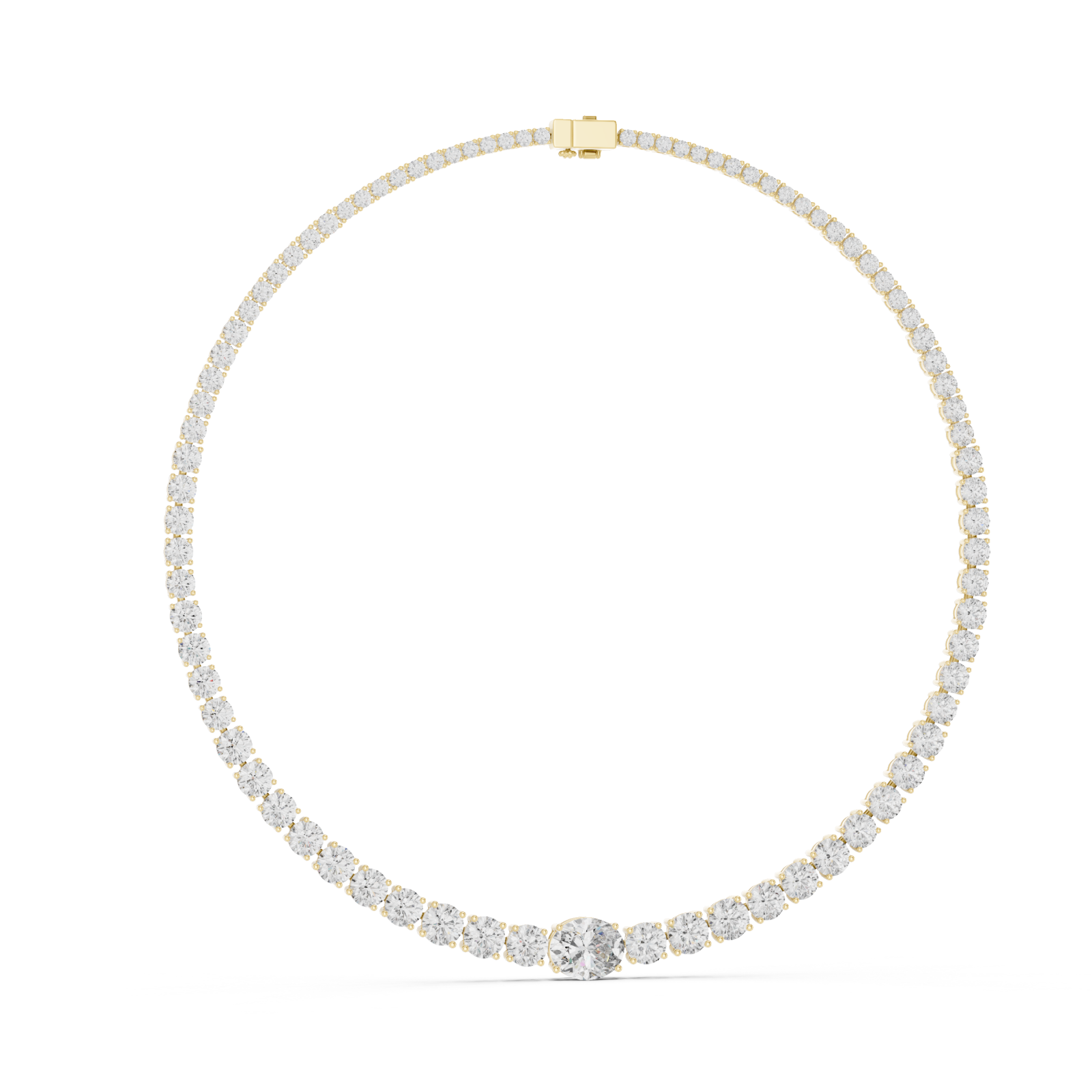  Gold Sparkling Horizon Curve Necklace Left View