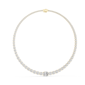  Gold Sparkling Horizon Curve Necklace Left View