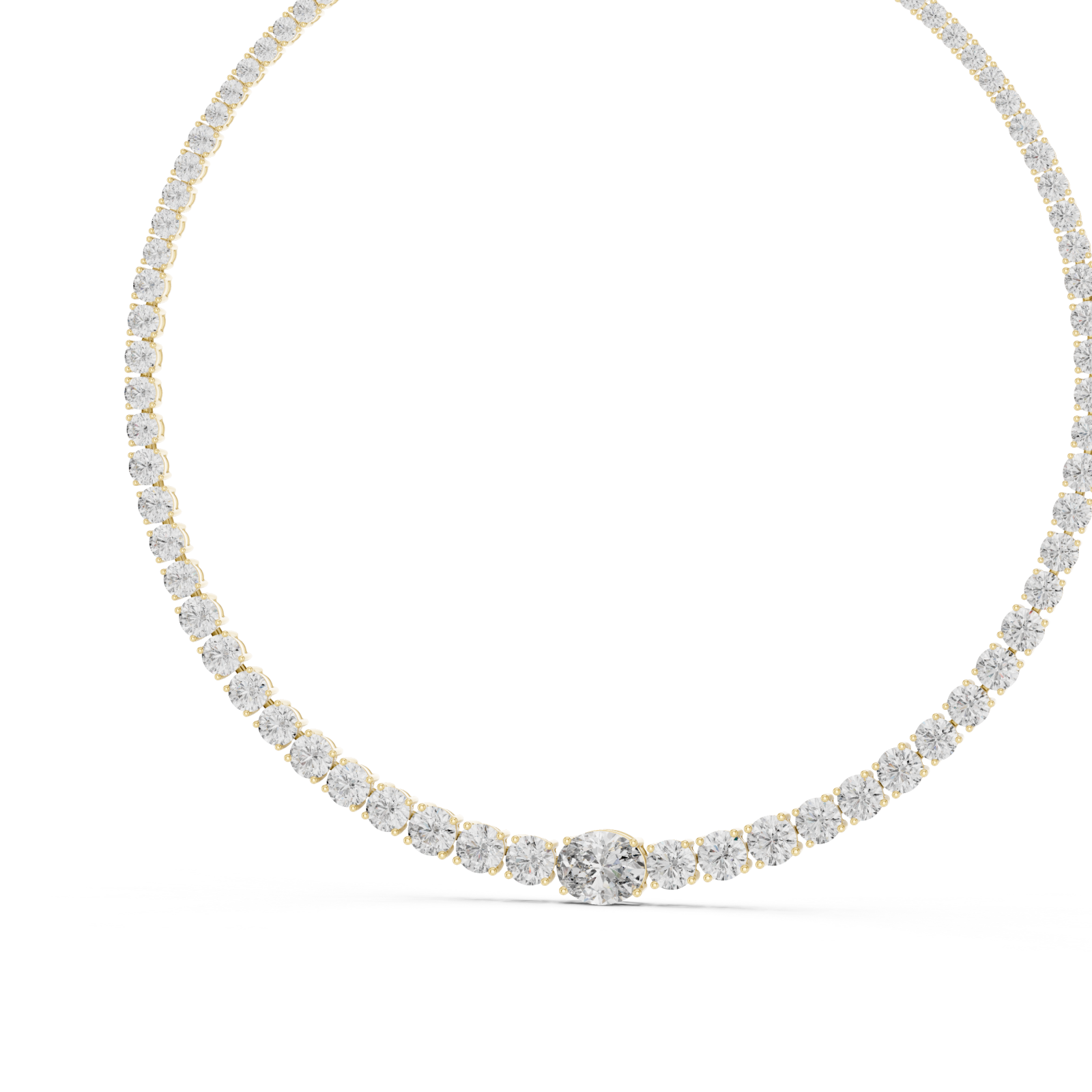 Gold Sparkling Horizon Curve Necklace Right View