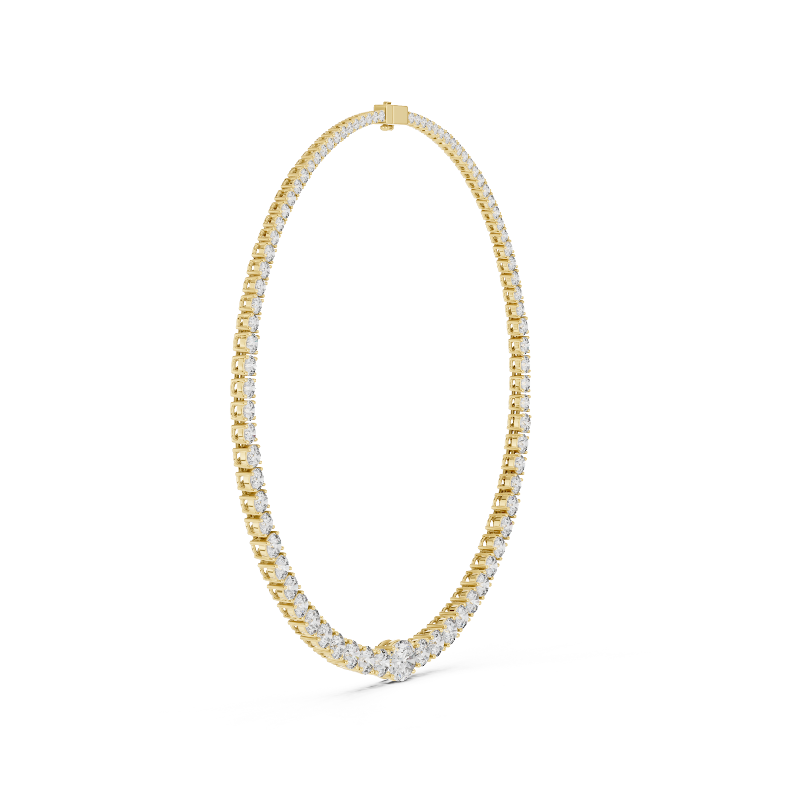  Gold Sparkling Horizon Curve Necklace Side View
