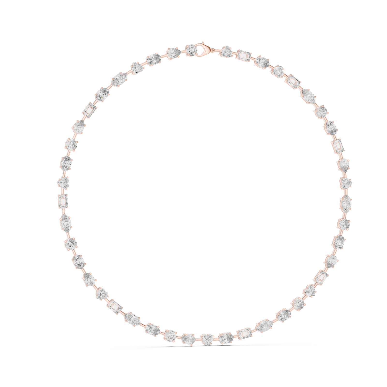  Rose Gold Luminous Cascade Chain Necklace Left View