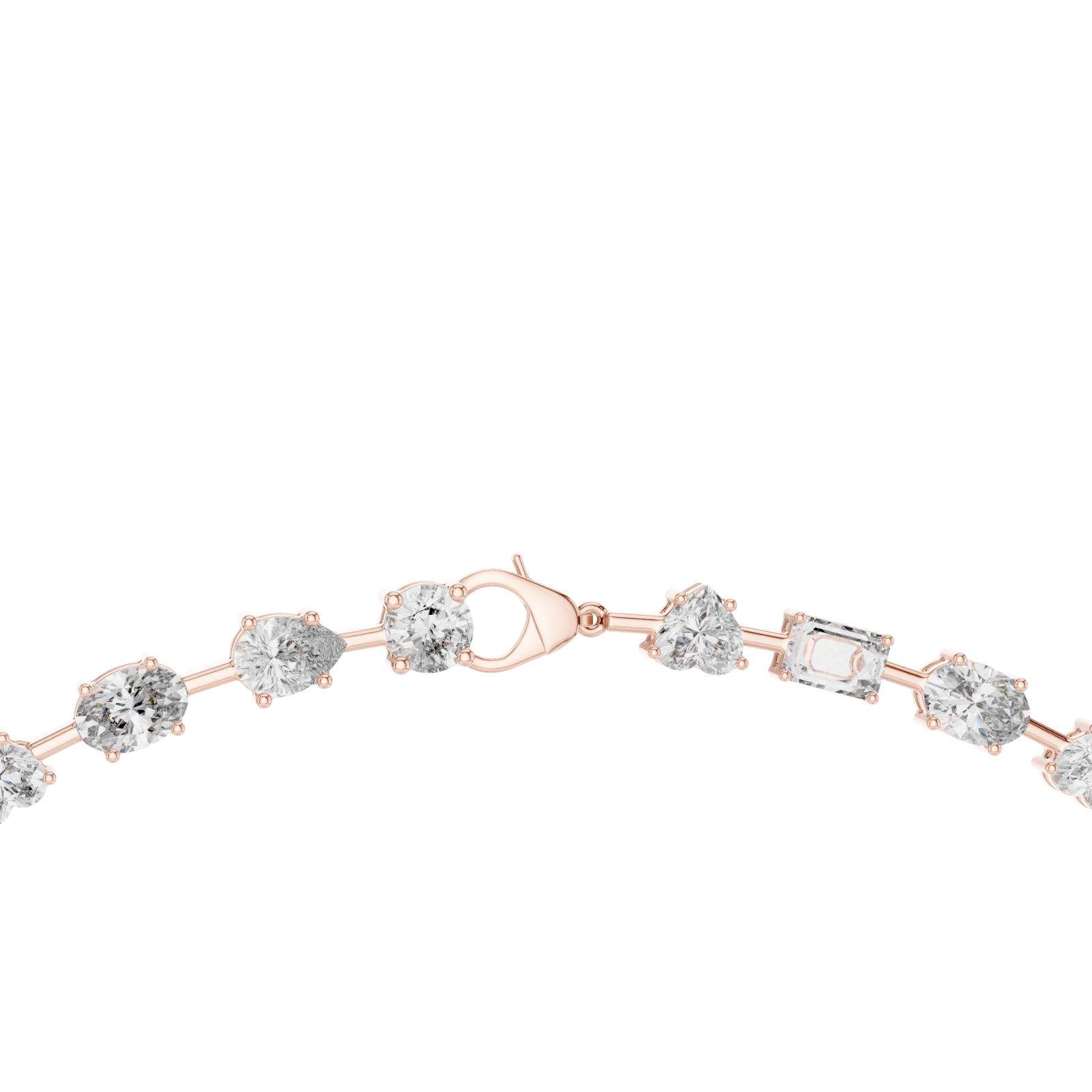  Rose Gold Luminous Cascade Chain Necklace Front View