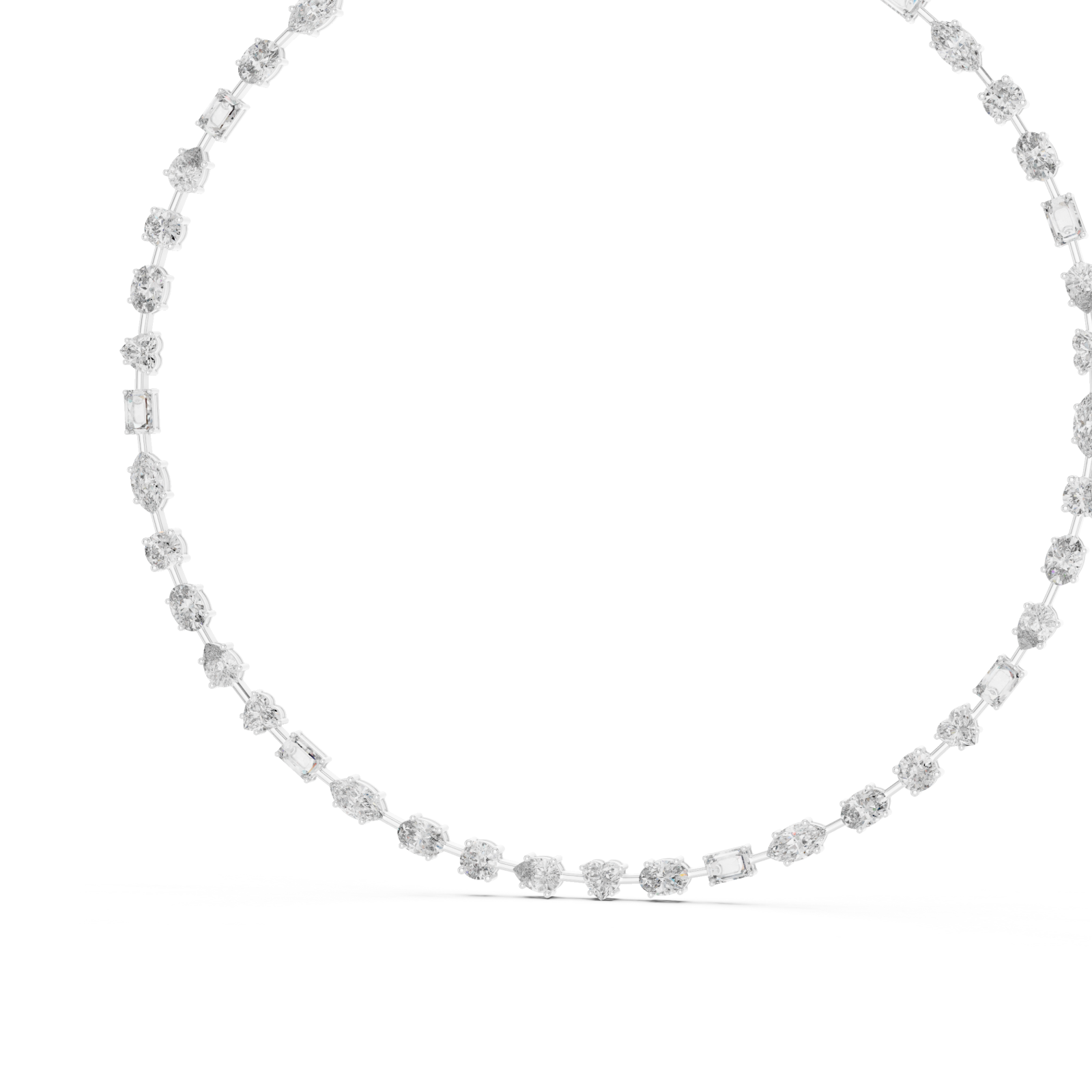  White Gold Luminous Cascade Chain Necklace Right View