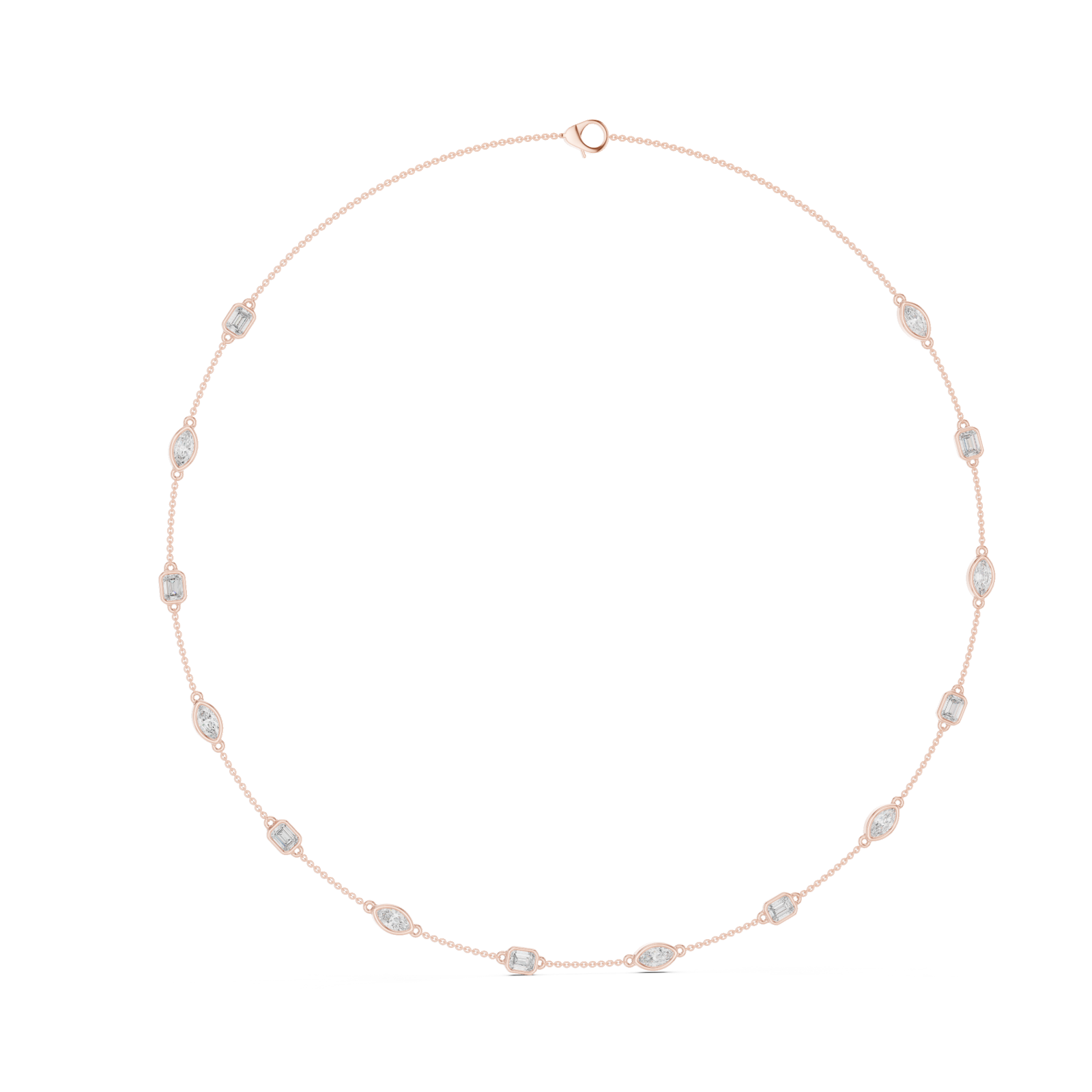  Rose Gold Refined Glisten Chain Necklace Left View