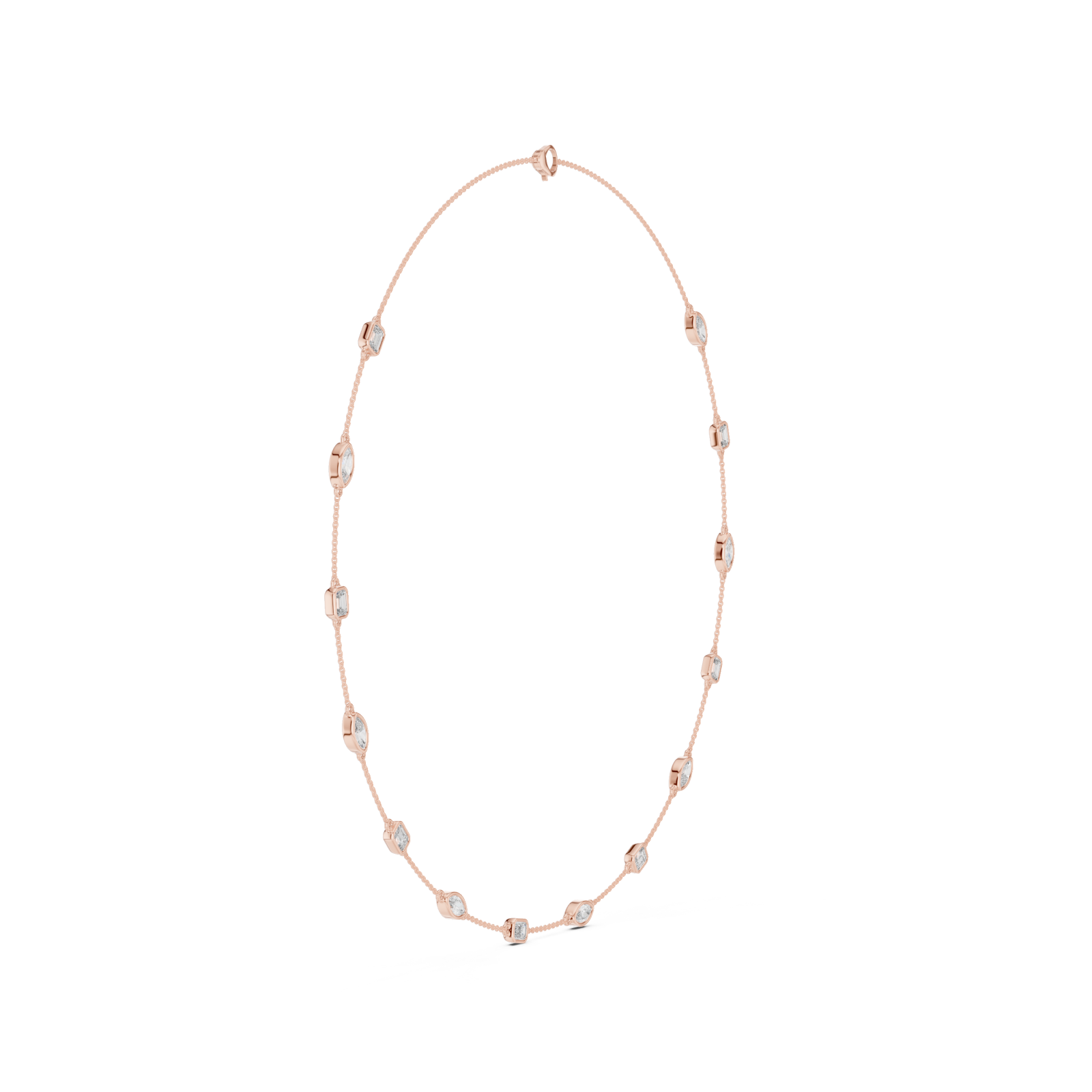  Rose Gold Refined Glisten Chain Necklace Side View