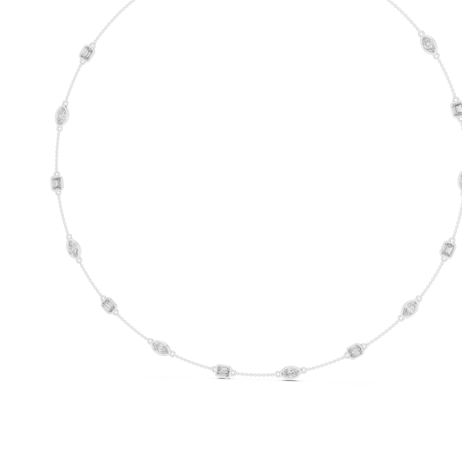  White Gold Refined Glisten Chain Necklace Right View
