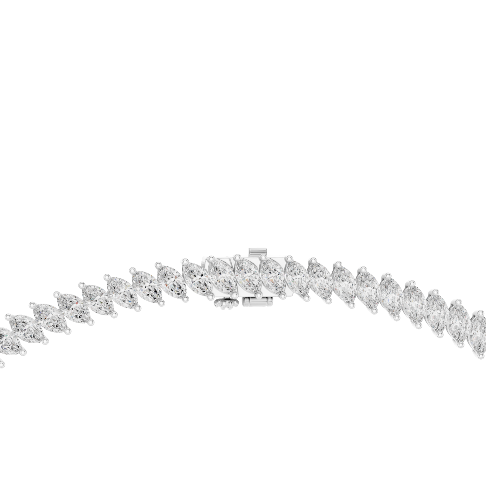  White Gold Radiant Leaf Silhouette Chain Necklace Front View