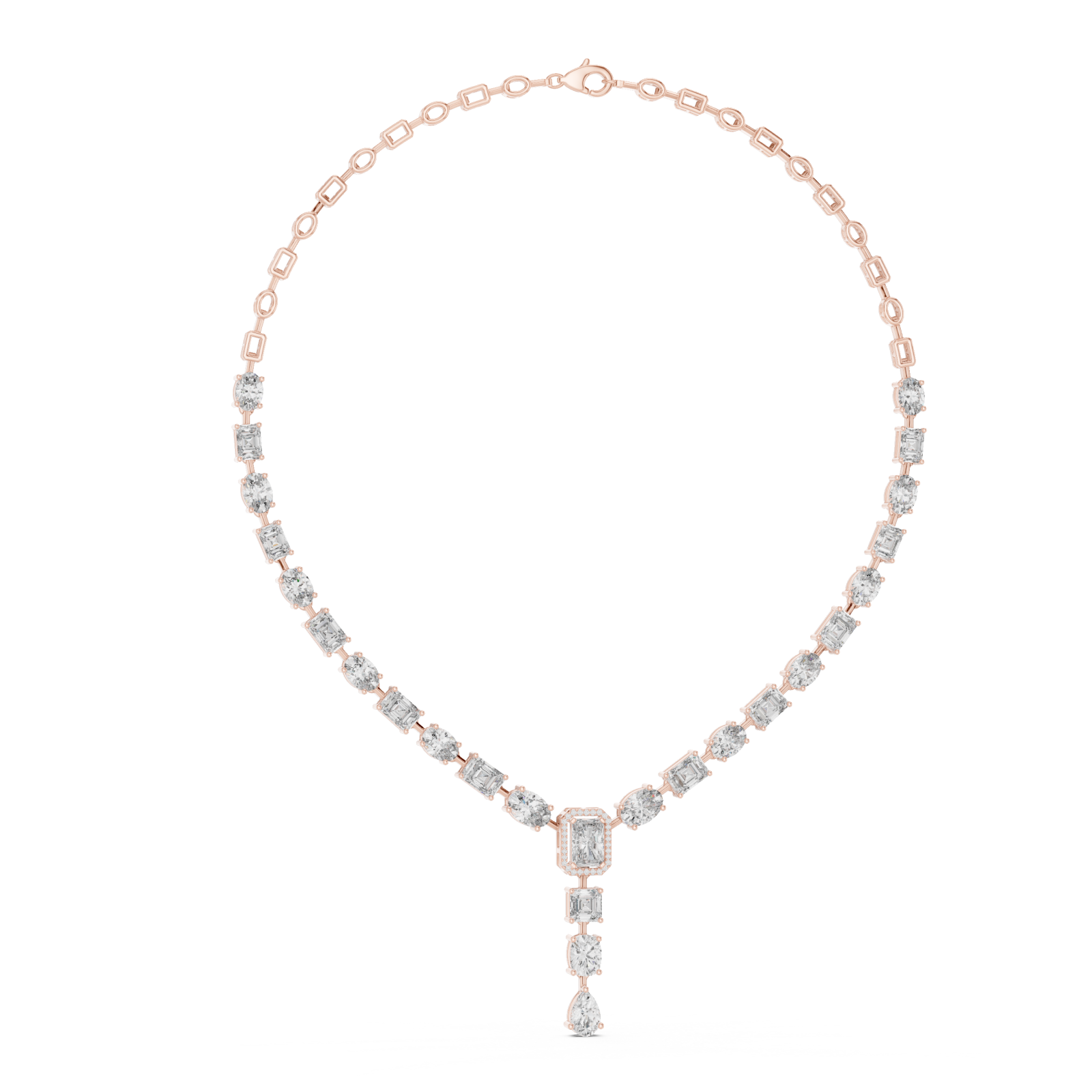  Rose Gold Evening Light Clustered Y Necklace Left View