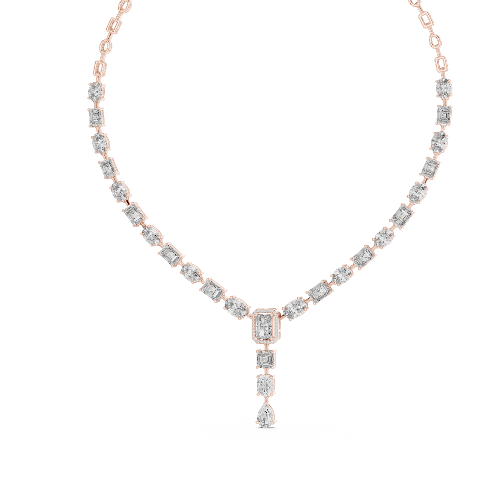  Rose Gold Evening Light Clustered Y Necklace Right View