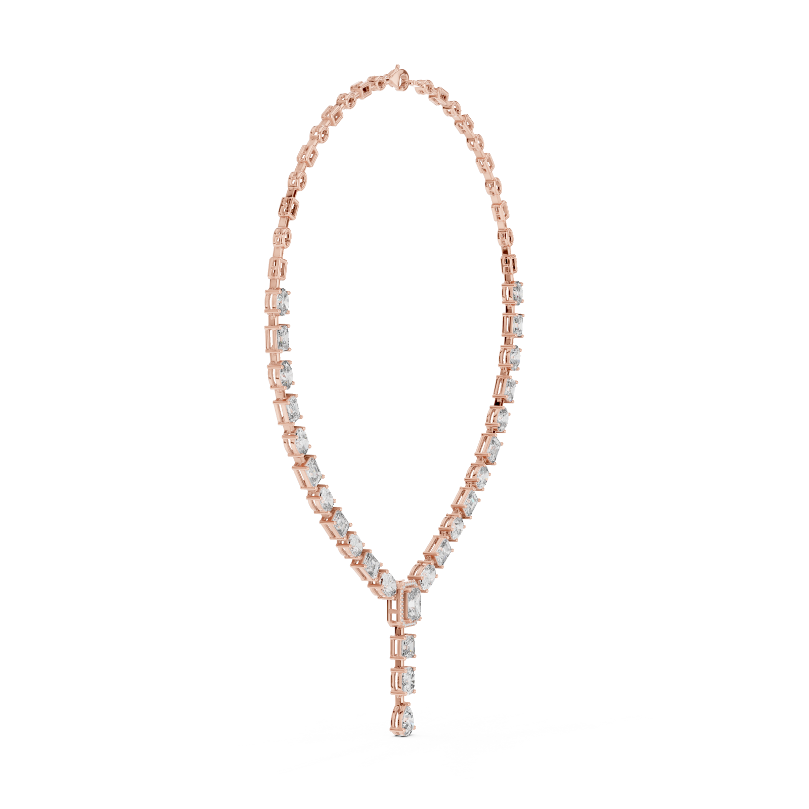  Rose Gold Evening Light Clustered Y Necklace Side View