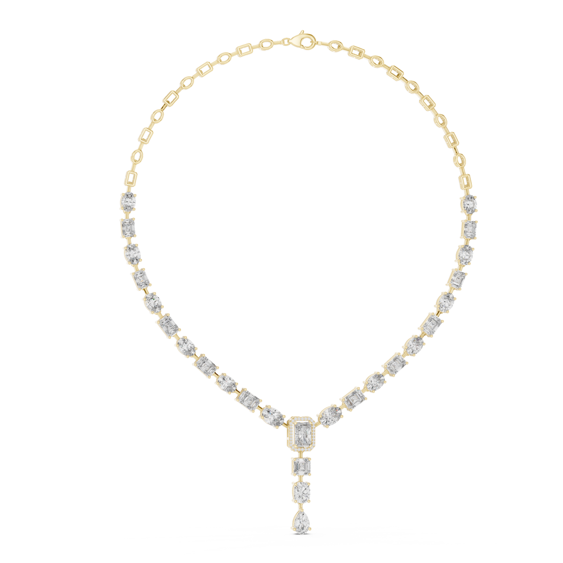  Gold Evening Light Clustered Y Necklace Left View