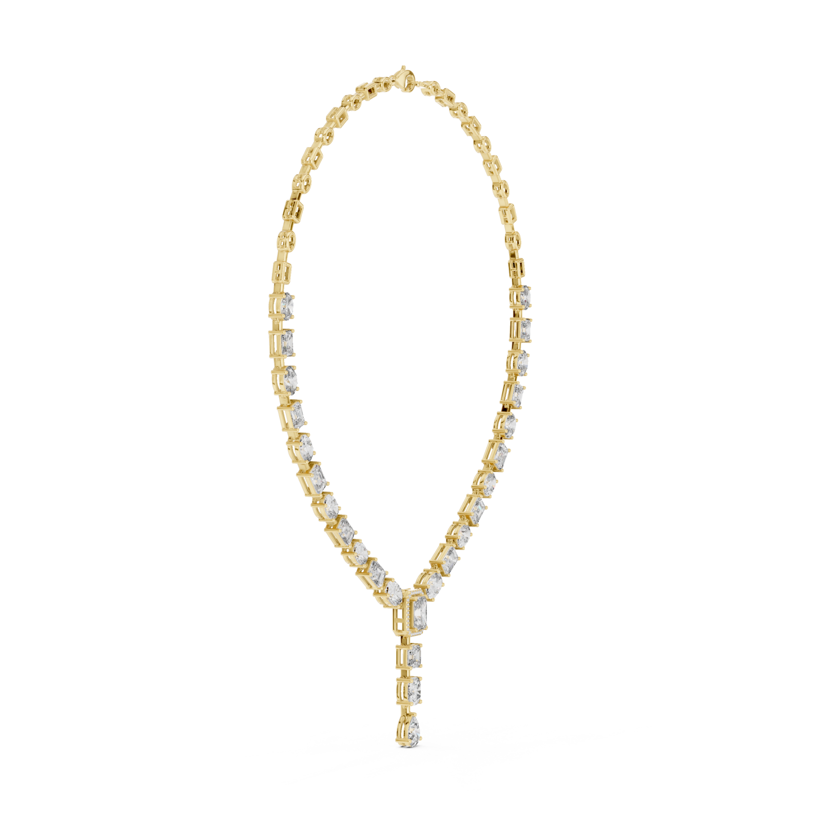  Gold Evening Light Clustered Y Necklace Side View