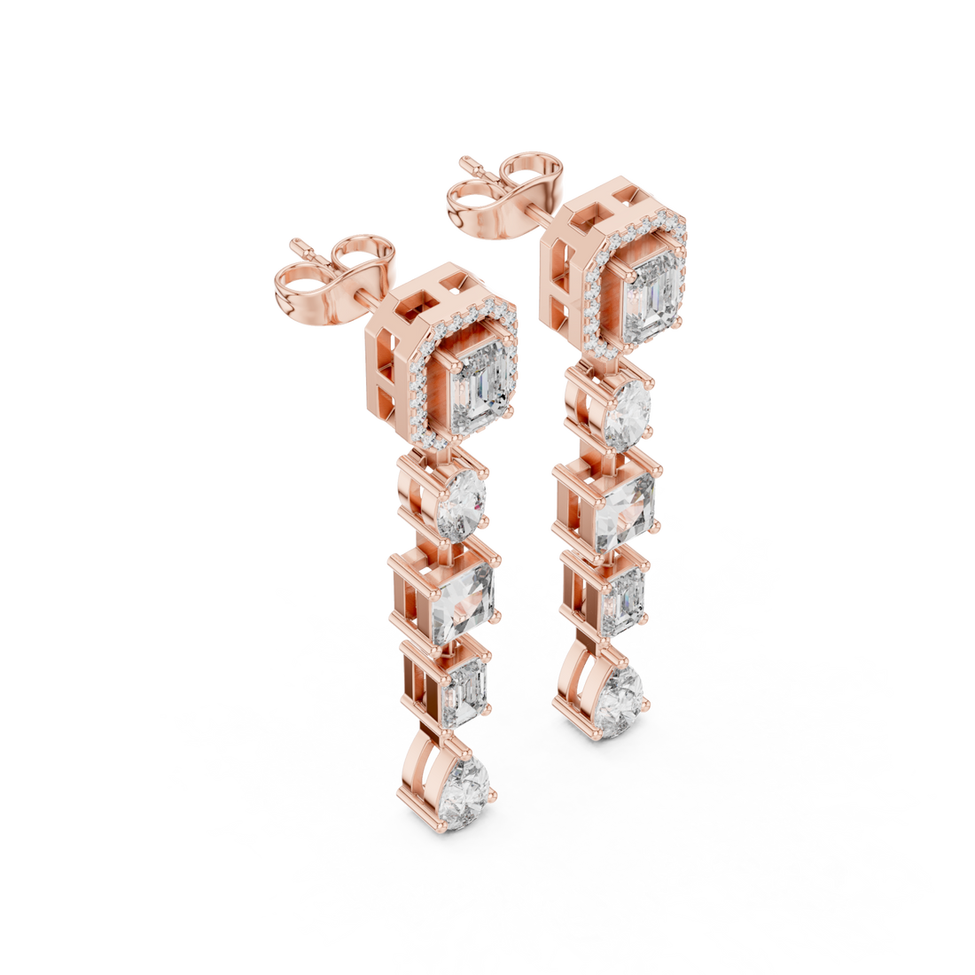  Rose Gold Falling Light Mosaic Earrings Right View