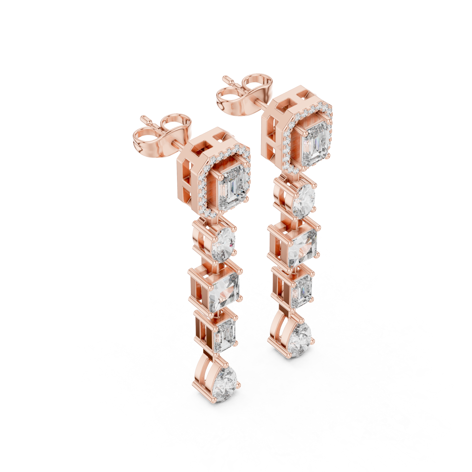  Rose Gold Falling Light Mosaic Earrings Right View