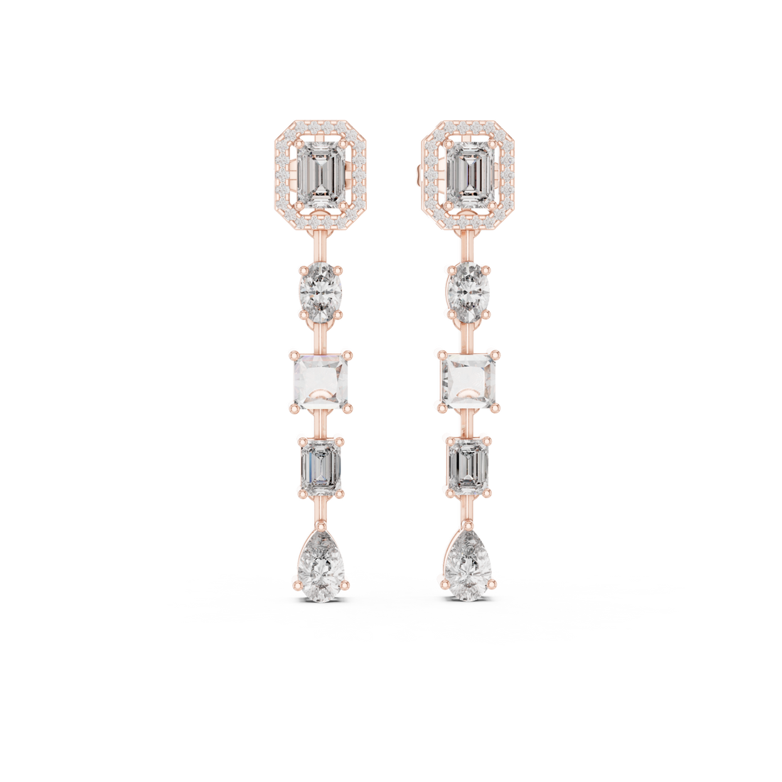  Rose Gold Falling Light Mosaic Earrings Right View