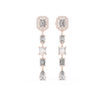  Rose Gold Falling Light Mosaic Earrings Front View