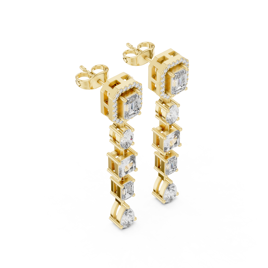 Gold Falling Light Mosaic Earrings Right View