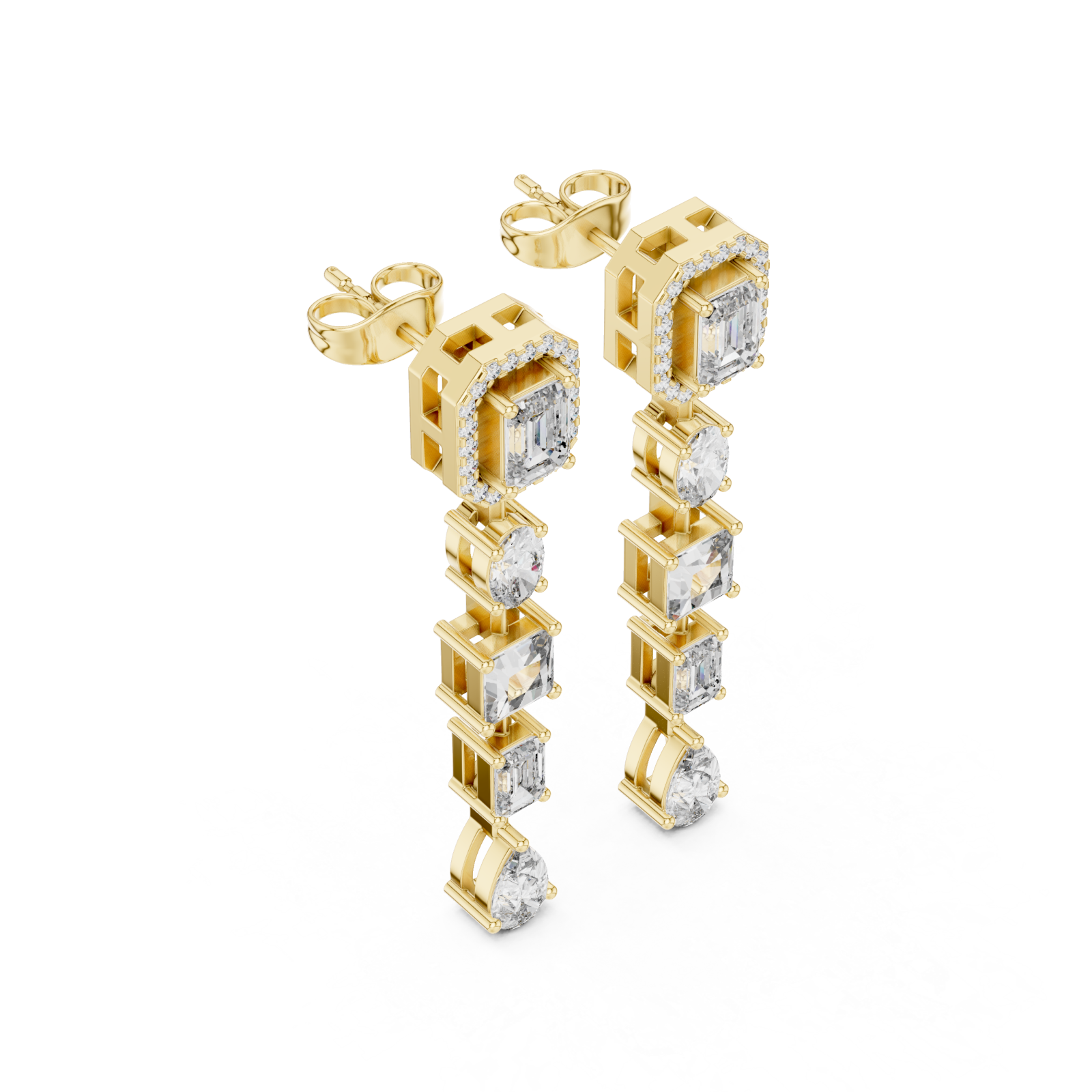 Gold Falling Light Mosaic Earrings Right View