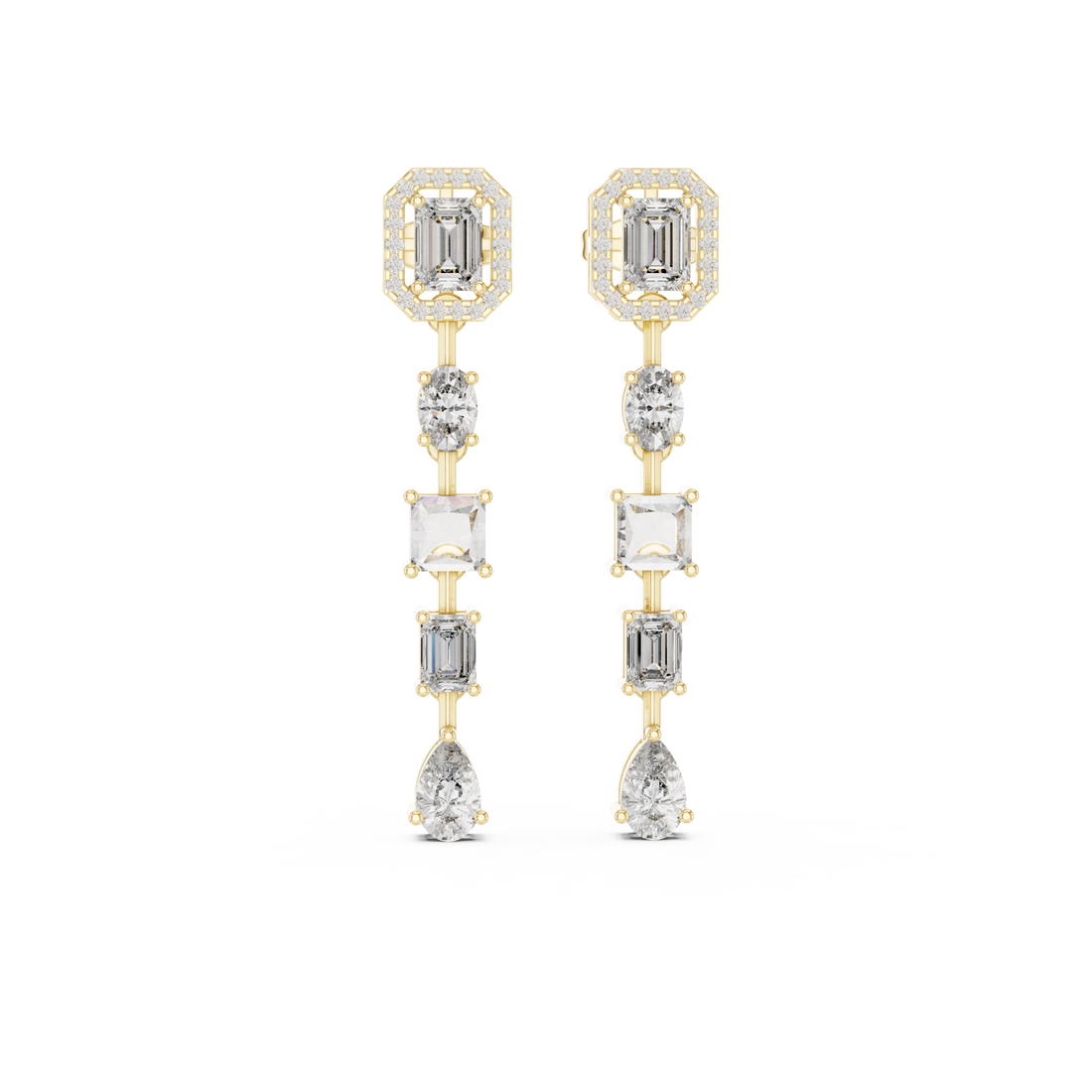 Gold Falling Light Mosaic Earrings Right View