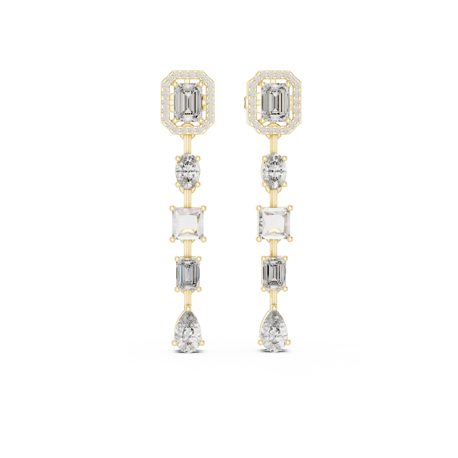  Gold Falling Light Mosaic Earrings Front View