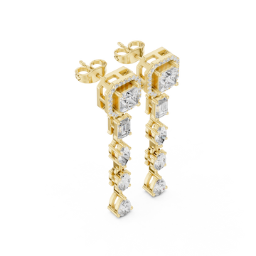 Gold Geometric Cascade Hanging Earrings Right View