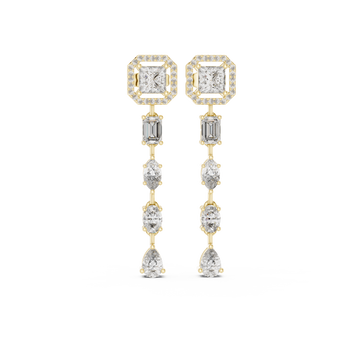  Gold Geometric Cascade Hanging Earrings Front View