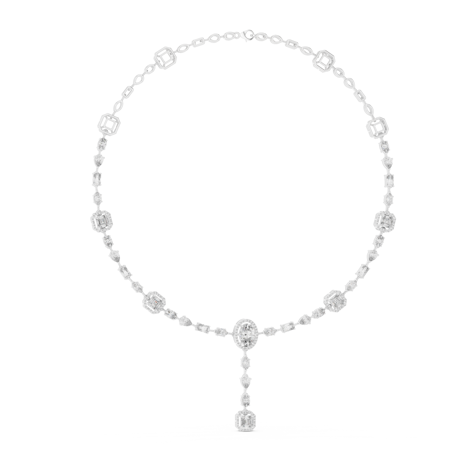  White Gold Celestial Glow Classic Y Necklace Left View
