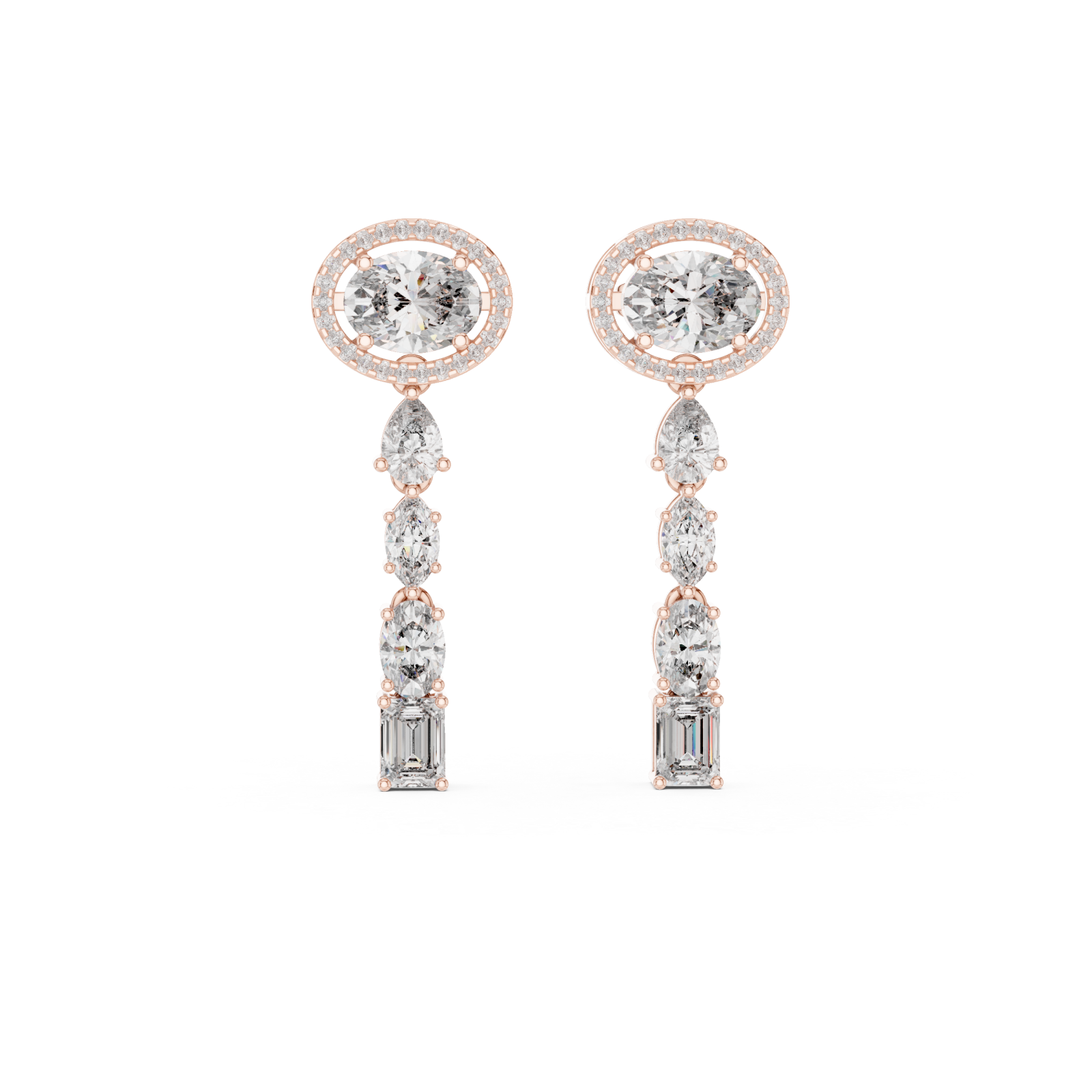  Rose Gold Elegant Passage Statement Studs Front View