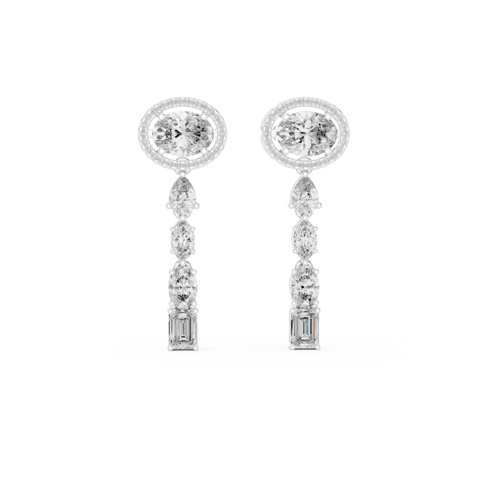  White Gold Elegant Passage Statement Studs Front View